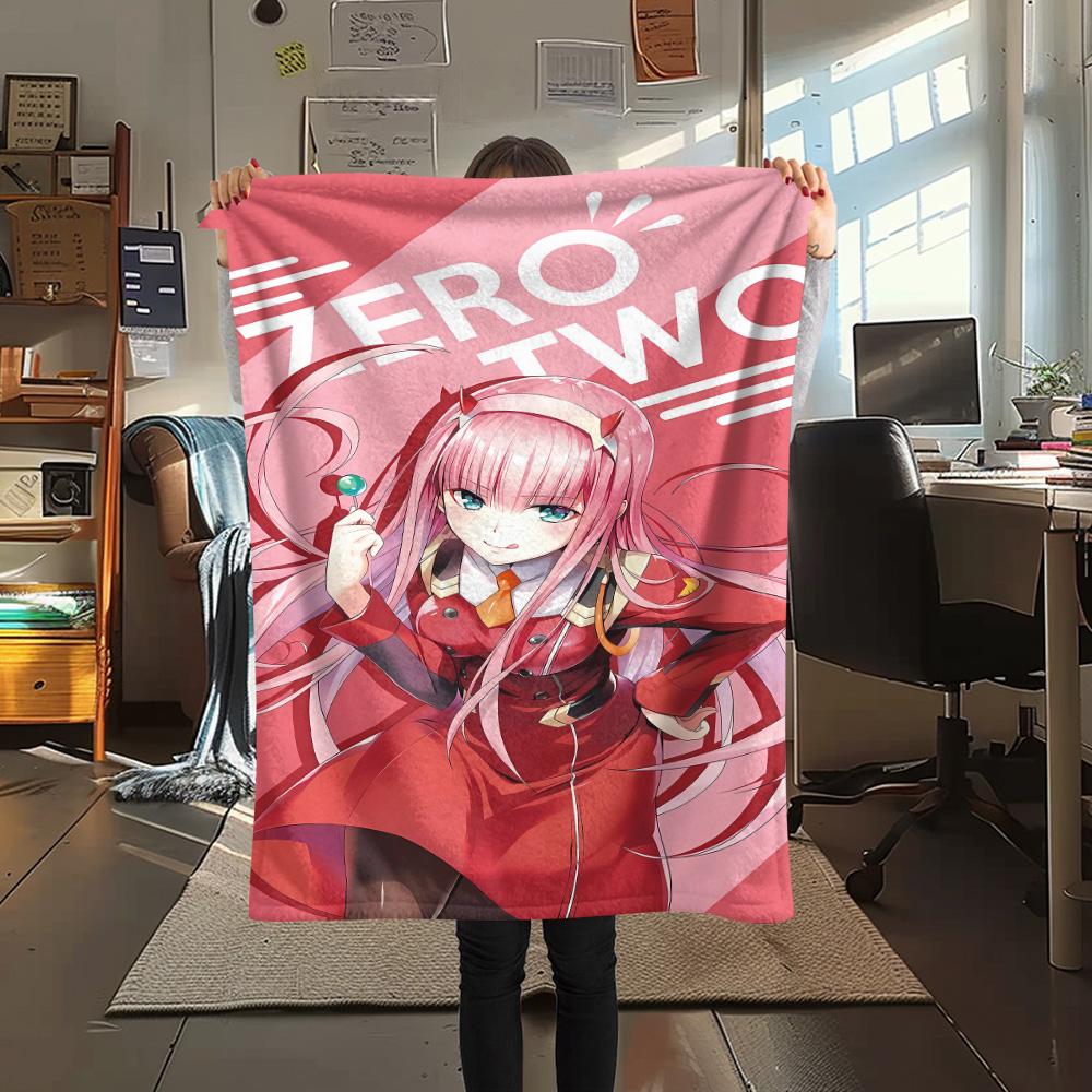1PC Franxx Patterned Flannel Blanket Suitable For All Seasons For Home Decor Warmth And Comfort Gifts Holiday Present