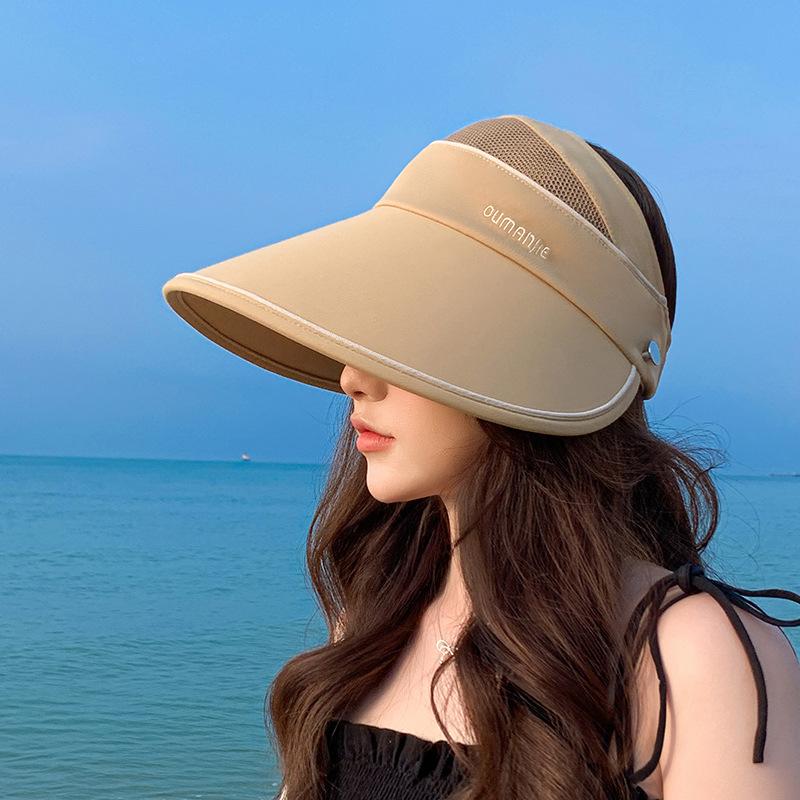 UV Women's summer sun hat with wide brim, full face coverage, UV protection, ice silk sunshade hat, outdoor beach bucket hat