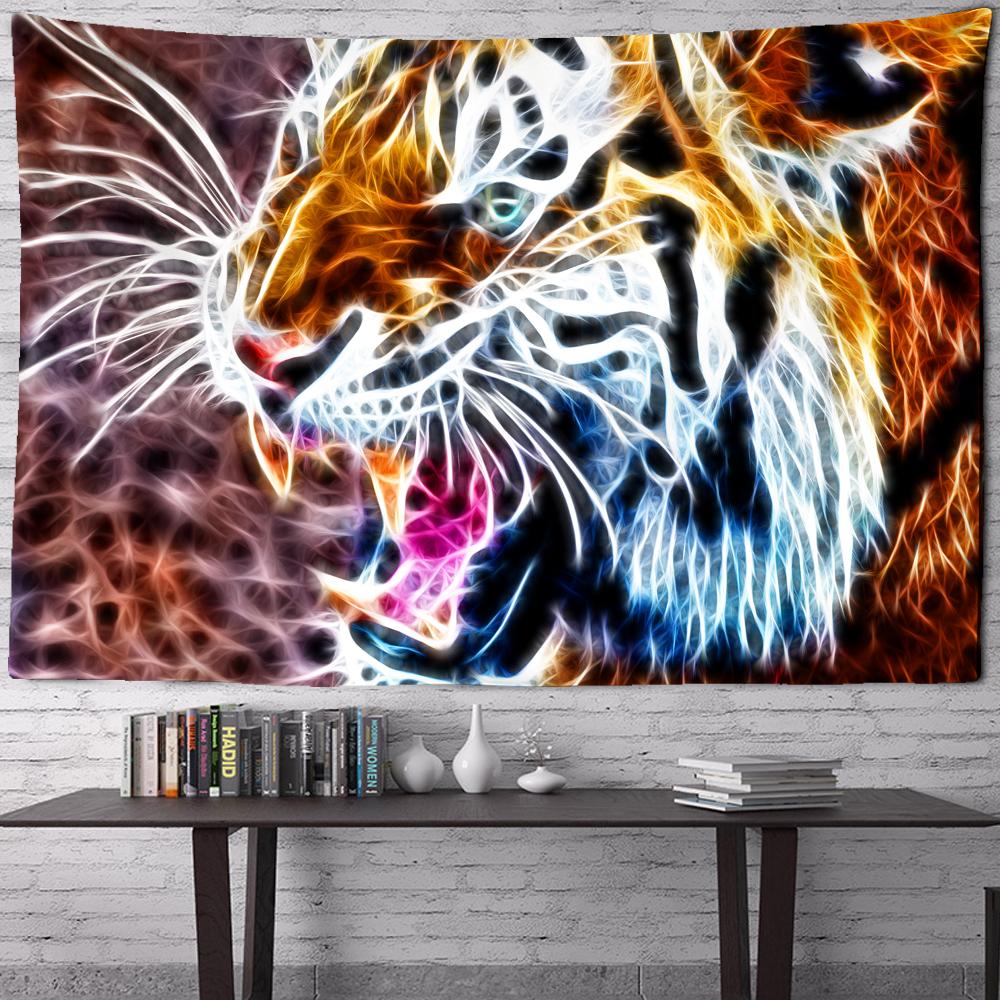 Home Decoration Filled Tiger Pattern Printing Polyester Fiping Wall Suspension Room Background Tapiz