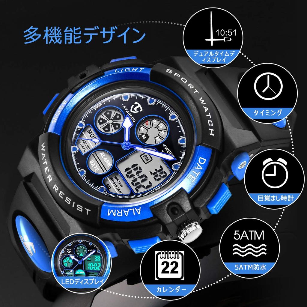 IN Shop Watch Boys Sports Watch Outdoor Многофункциональные водонепроницаемые часы с оповещением, датой и днем, двойное время, светодиодный аналоговый дисплей, цифровые часы для девочек и мальчиков