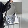 Fashion Women's Trend Fashion Large Capacity Silver Soft PU Leather Underarm Bag Commute Hobo Shoulder Bags
