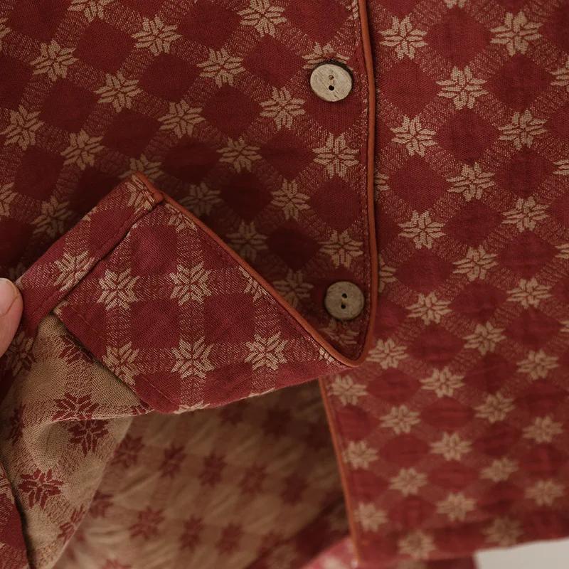 2026 Новый весенне-осенний женский пижамный комплект из 100% хлопка, с длинным рукавом и длинными брюками, комплект из двух предметов: кардиган и домашняя одежда для женщин