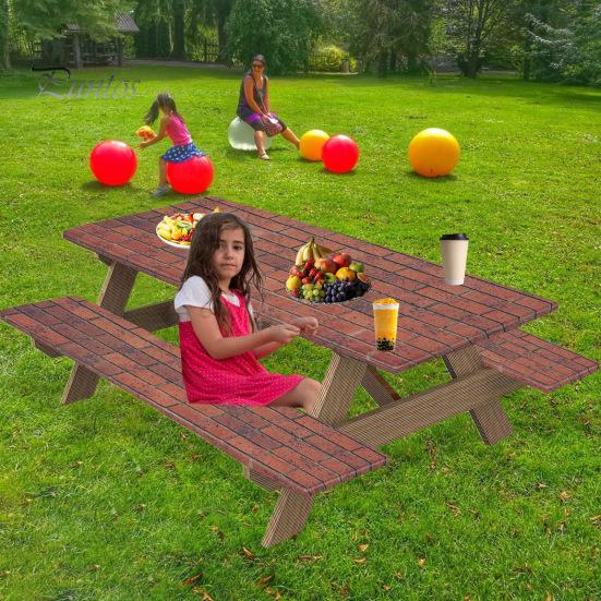 3 шт./комплект чехлов для уличных столов и стульев с принтом, водонепроницаемые, с противоскользящей эластичной лентой, для кемпинга, грязеотталкивающие, защитные чехлы для столов и скамеек для пикника