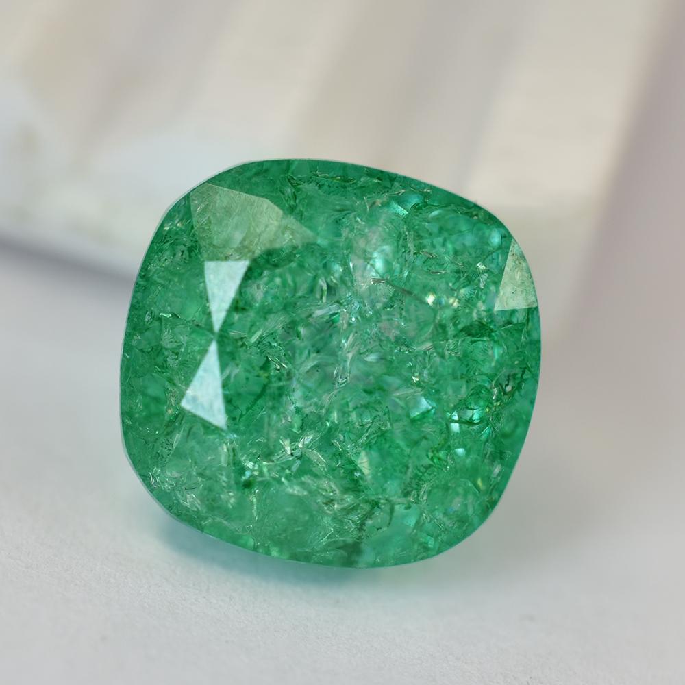 Green Emerald 13.05 Ct Natural Square Cushion Loose Gemstone