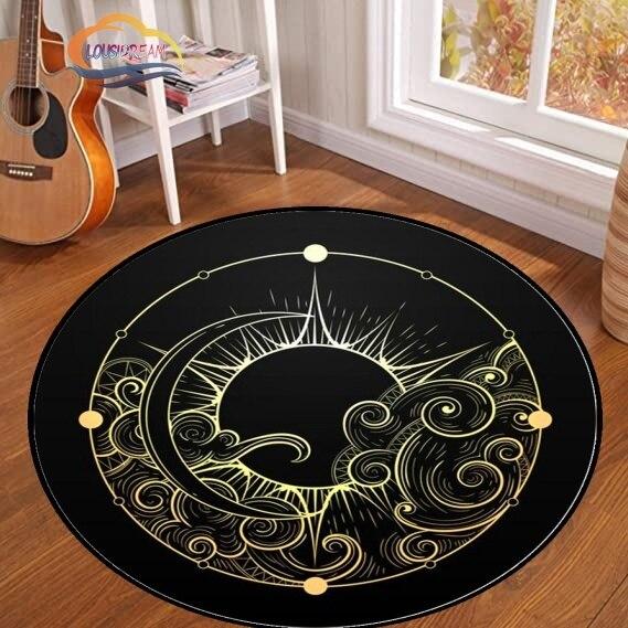 Круглый ковер с рисунком солнца в виде пентаграммы, Коврик «Ловушка сатаны-дьявола», Белая пентаграмма на черном ковре, Сверхъестественный ковер, Рунический ковер