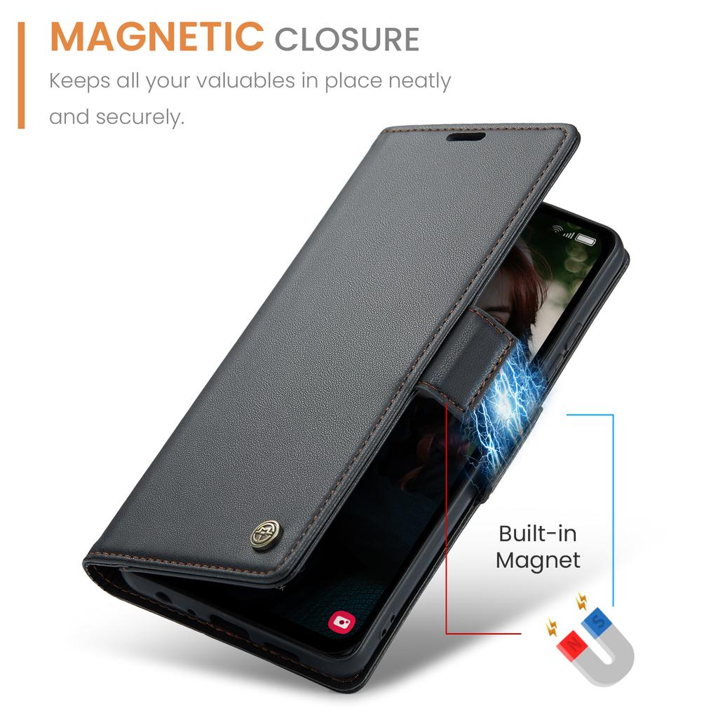 For Samsung Galaxy A15 4G/A15 5G Leather Case CASEME 023 RFID Blocking 3 Card Slot Mobile Cover