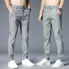 Летние тонкие повседневные брюки мужские 4 цвета классический стиль модные деловые облегающие прямые хлопковые однотонные брендовые брюки