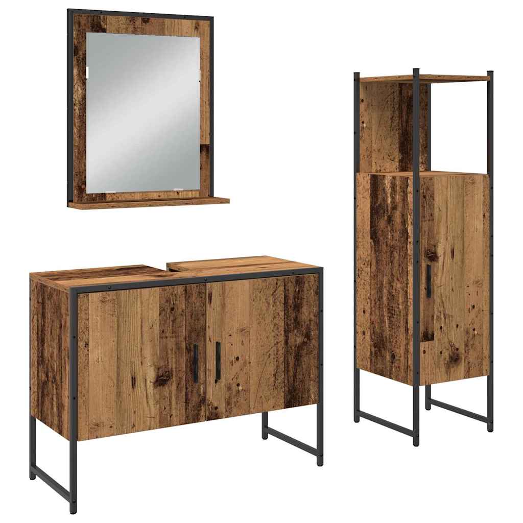 Bathroom Furniture Set with Shelf with Door 3 pcs Brown Particleboard