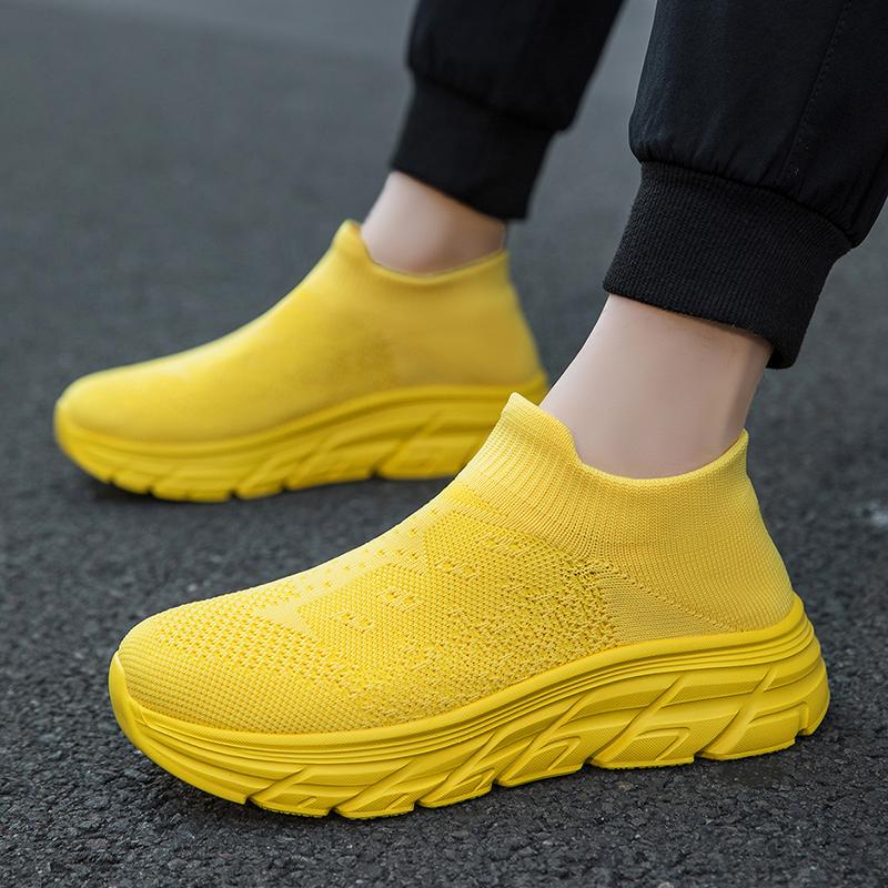 Women's Blue Green Yellow Pink Sport Shoes Men Casual Lightweight Slip on Walking Socks Shoes Couple Jogging Sneakers