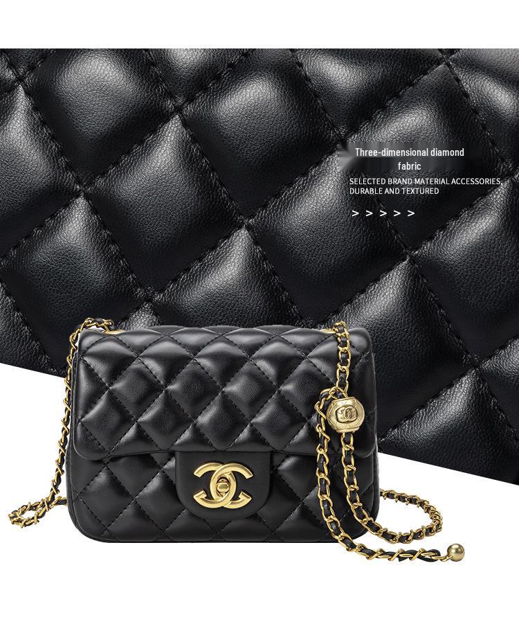 Женская квадратная сумка кроссбоди на золотой цепочке 2025 года - ромбовидная стежка из овчины