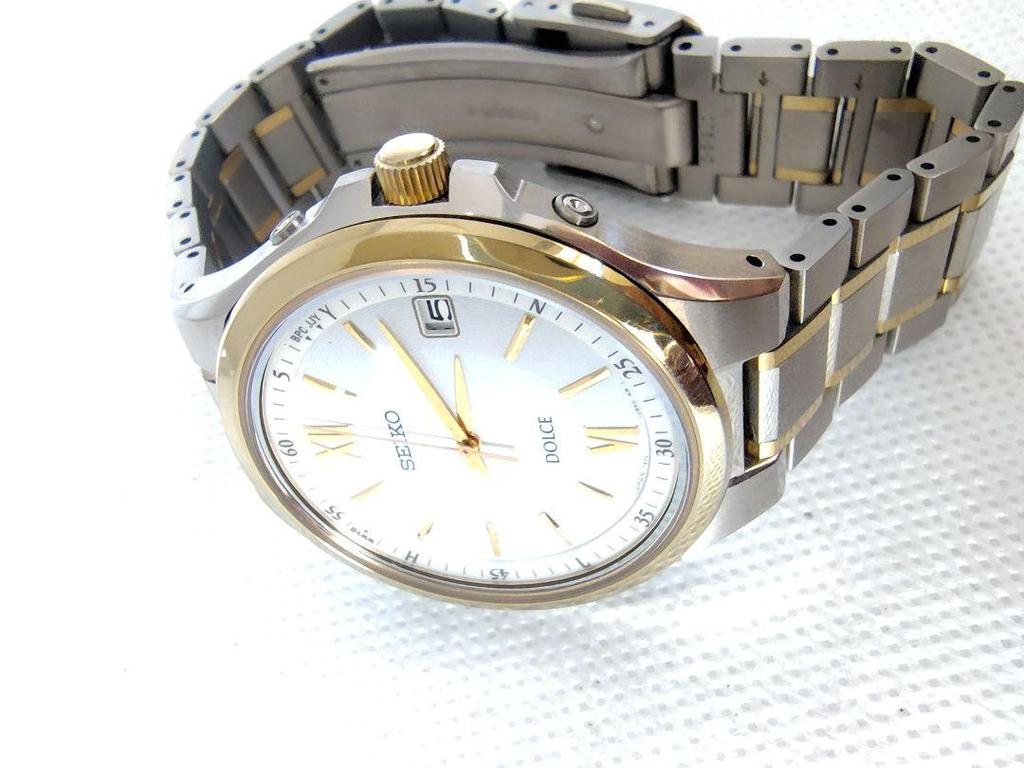 [USED] Radio-controlled solar watch, extremely rare, Seiko Dolce two-tone titanium