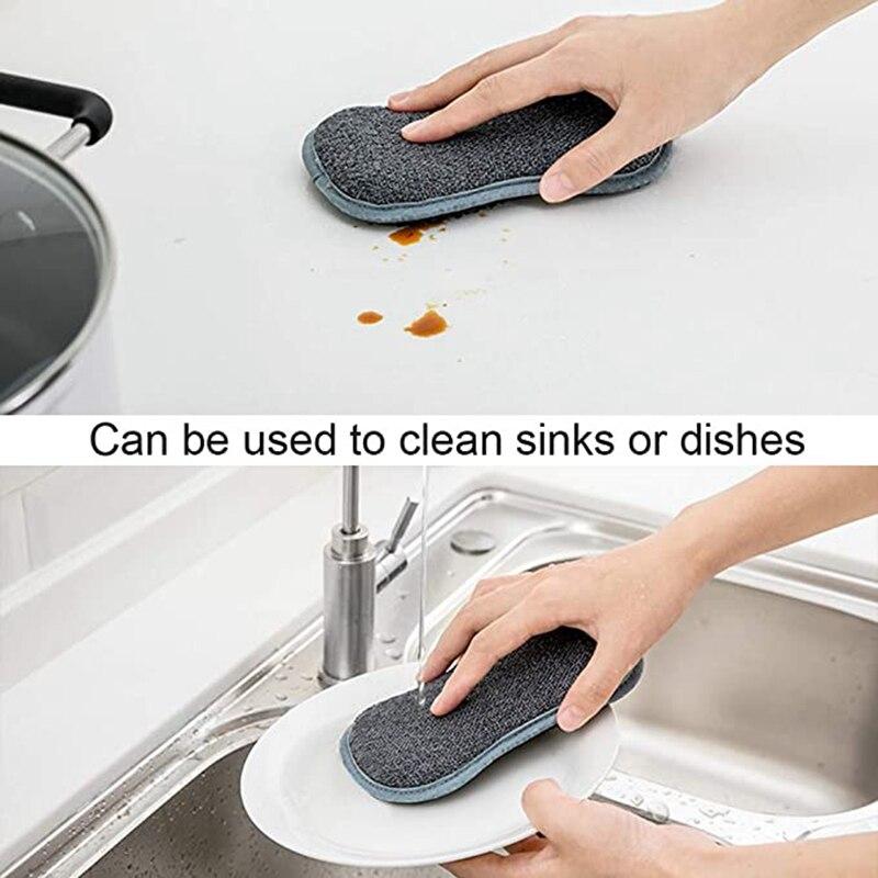 3 Pcs Kitchen Cleaning Sponge for Dish Non-Scratch Microfiber Sponge Scrubber Kitchen Home Cleaning Pot Pan Dish Washer Sponge