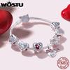 WOSTU 100% Серебро 925 Пробы Сердце Винтажные Шармы Бусины Подходят для Браслетов Ожерелий Своими Руками Украшения на День Матери Подарки для Мамы