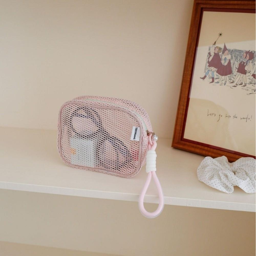 New Dopamine Color Mesh Cosmetic Bag Large Capacity Breathable Coin Purse Lightweight Storage Bag
