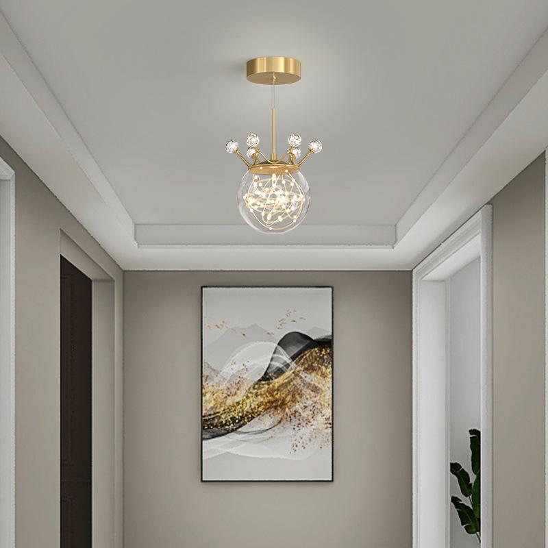 Свет для прохода, маленькая люстра для прихожей, современный минималистичный светильник для прихожей, креативное сетчатое красное звездное освещение для балкона