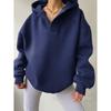 Women's Solid Color Casual Sports Loose Long-sleeved Hooded Sweatshirt