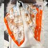 Orange White Women Pure Silk Scarves Hijabs Elegant Chain Design 100% Mulberry Silk Square Neck Scarf Shawl 86*86cm