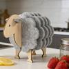 Creative Insulated Coaster Sheep Shaped Beverage Coaster Sheep Felt Coaster Water Absorbing Home Office Desk Decorative Ornament