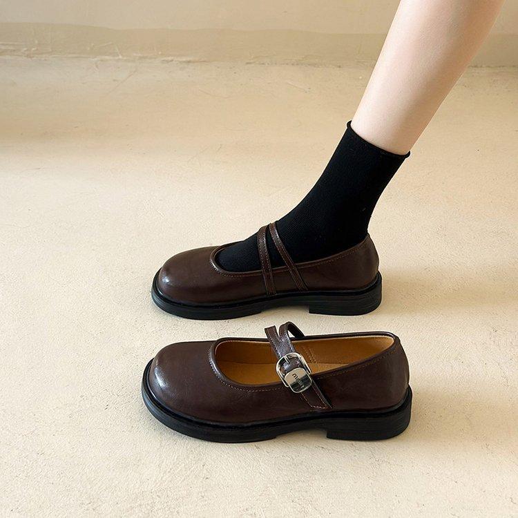 [Yushilai] Japanese platform Mary Jane shoes for women's spring 2025 new fashion muffin versatile one pedal