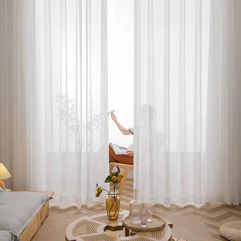 Solid Color White Sheer Window Curtains Elegant Window Tulle Voile Panels Hook,Draperies Treatment for Bedroom Living Room,1PC