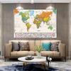 WCIC The World Political Map with National Flags Retro Canvas Painting Wall Art Poster School Supplies Living Room Home Decor