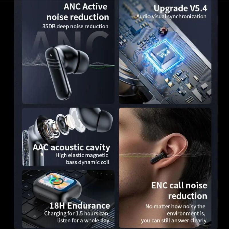 LX-10 TWS Wireless Earphones Digital Display Earbus ANC+ENC Noise Reduction HIFI Stereo Bluetooth Headphones