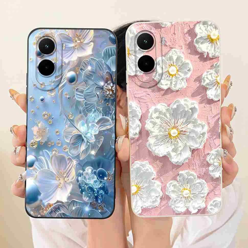 Silicone Case For Xiaomi Poco M7 4G Case Cute Cat Flowers Soft Slim Phone Cases For Xiaomi Poco M7 PocoM7 4G Cover Bumper