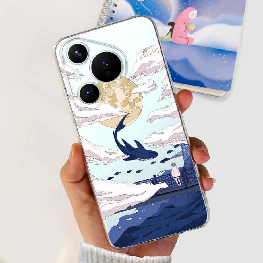 Чехол для Huawei Pura 70 Милый мультяшный расписной чехол Прозрачный силиконовый чехол для телефона Для Huawei Pura 70 Pro Plus Pura70 Pro + Мягкий чехол