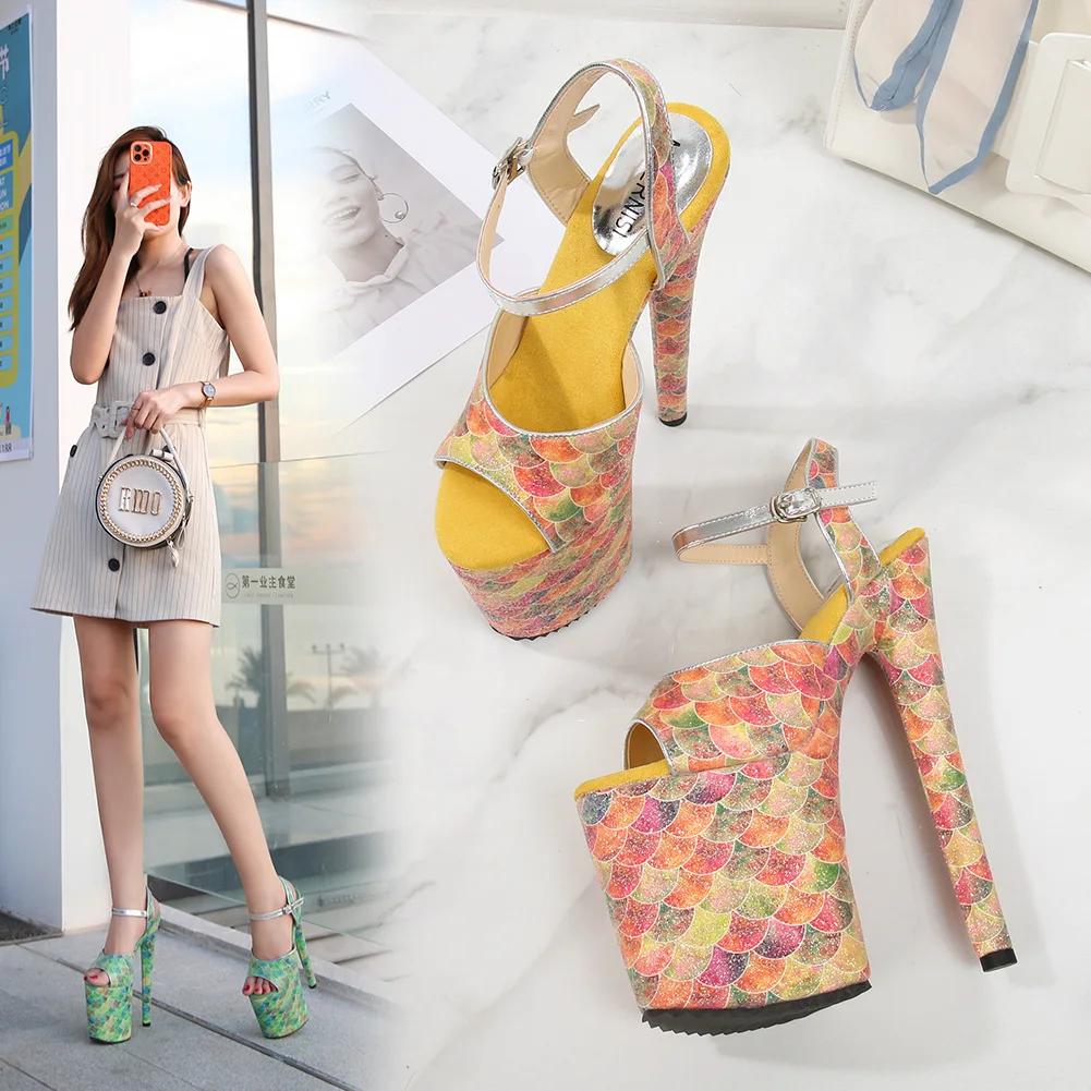 Fashion 20cm Hate Sky High Model Women's Heel Single Sandals Stiletto Stage Performance Shoe Car Model Catwalk Pole Dancer