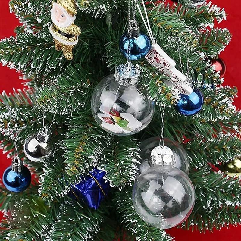 5pcs Clear Christmas Ball Plastic Fillable Bauble Xmas Tree Hanging Ornament Pendant Marry Christmas Present Box Decoration
