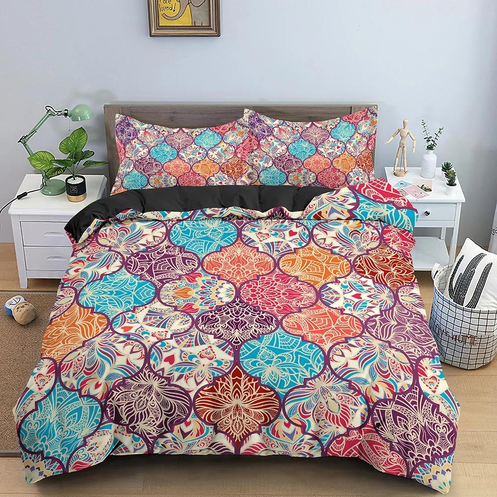 Mandala Duvet Cover Set Bohemian Bedding Set Soft Comforter Cover With 1/2pcs Pillow Shams Quilt Cover Bedroom King Queen Sizes