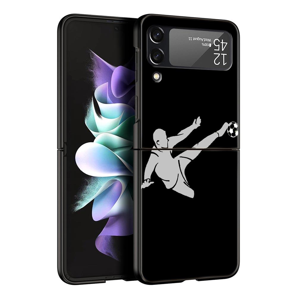 Чехол для телефона «Футболист с изображением футболиста» для Samsung Galaxy Z Flip 3 4 5, черный складной чехол для мобильного телефона, жесткий защитный чехол из ПК