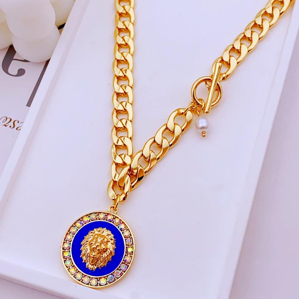 Винтажное ожерелье с подвеской в виде головы льва из цинкового сплава для женщин, идеально подходит для ежедневного ношения, ожерелье для женщин