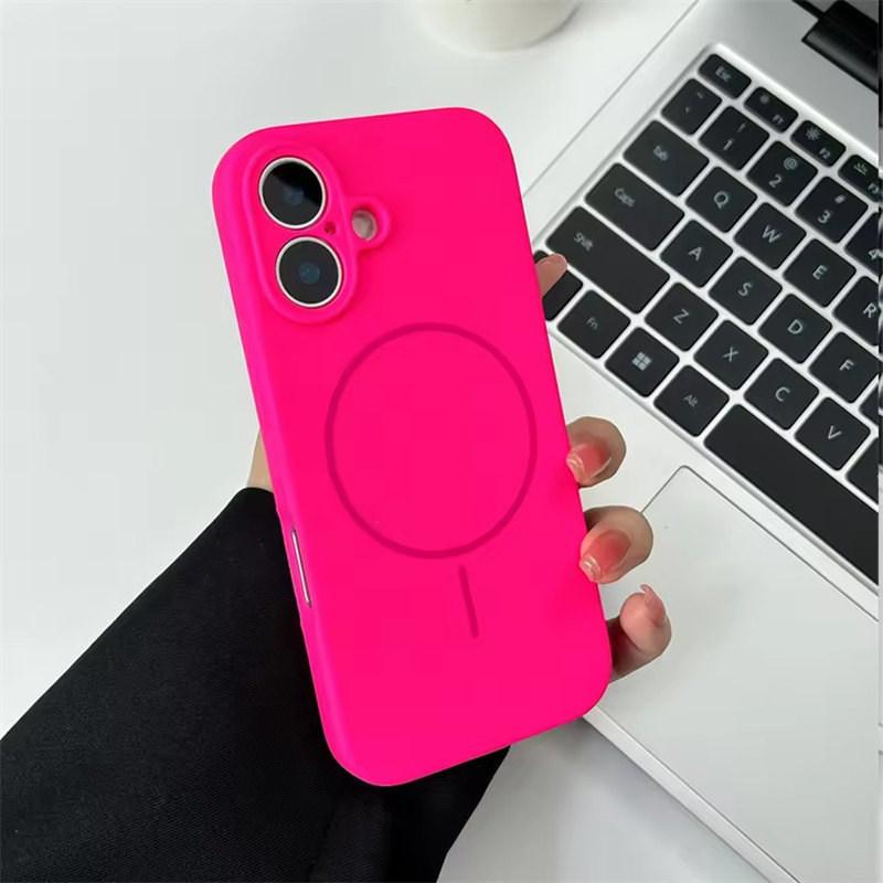 Ультратонкий силиконовый чехол для телефона Magsafe для iPhone 14 12 13 15 16 Pro Max Plus, сплошной матовый чехол для беспроводной зарядки
