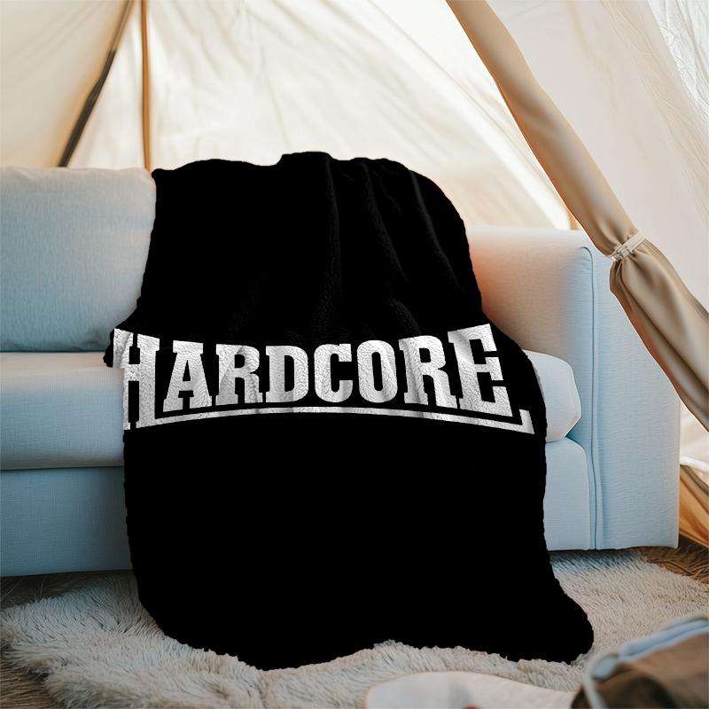 HARDCORE LOGO printed blanket—lightweight,soft,warm;versatile blanket all seasons—perfect as &air-conditioning throw,nap blanket