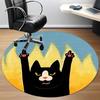 1pc Flame Cat Office Round Area Rug, Indoor Mat Suitable For Office, Under Office Chairs Bedroom Living Room Home Decor, Room Deco