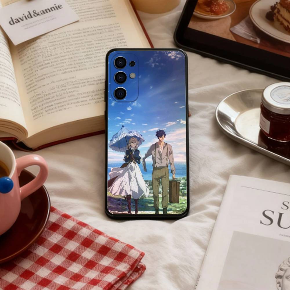 Эстетичный фиолетовый чехол для телефона E-Evergarden для Samsung S 25,24,23,22,30,21,10,9,Ultra,Plus,Lite,FE,4,5 G Мягкий черный чехол