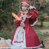 Little Red Riding Hood Lolita Dress Cute Bowtie Cape Cape Long Dress