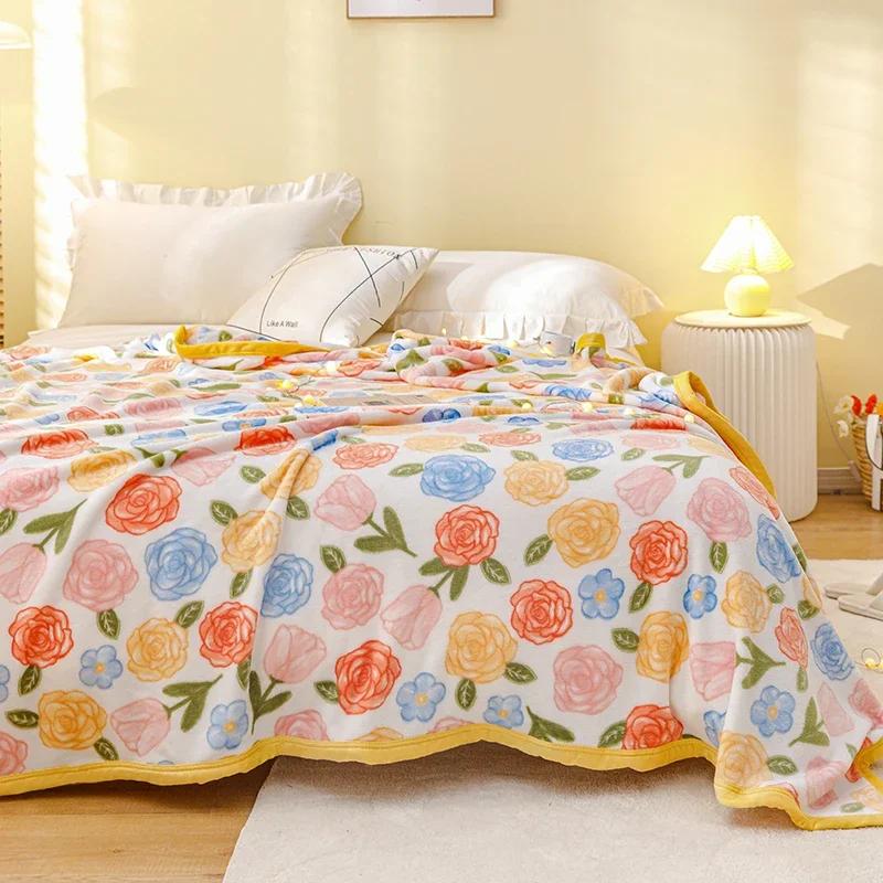 Одеяло с цветочным принтом роз, мягкие уютные одеяла с цветами, пушистые одеяла с принтом бутонов роз для девочек, женщин, подарков, дивана, декора