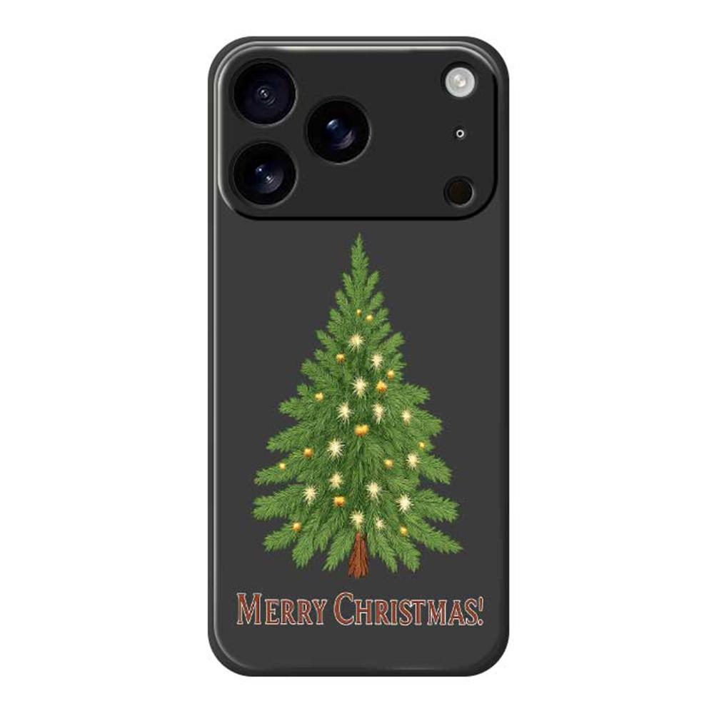 For iPhone 17 Pro Max Case Christmas Tree Pattern Printing Straight Edge TPU Phone Back Cover