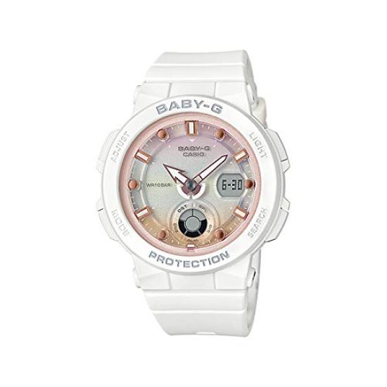 CASIO BEACH TRAVELER SERIES Часы Casio Baby G Beach Traveler Series для женщин, детей, девочек, для малышей G, водонепроницаемые, белые, розовые, BABY-G BGA-250-7A2
