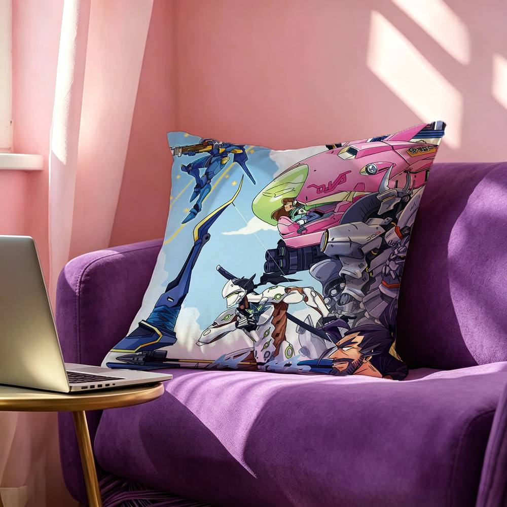 Pop Game OOverwatch Anime Pillow Case Square DoubleSided Sofa Cushion Cover Bedroom Bedside Pillow