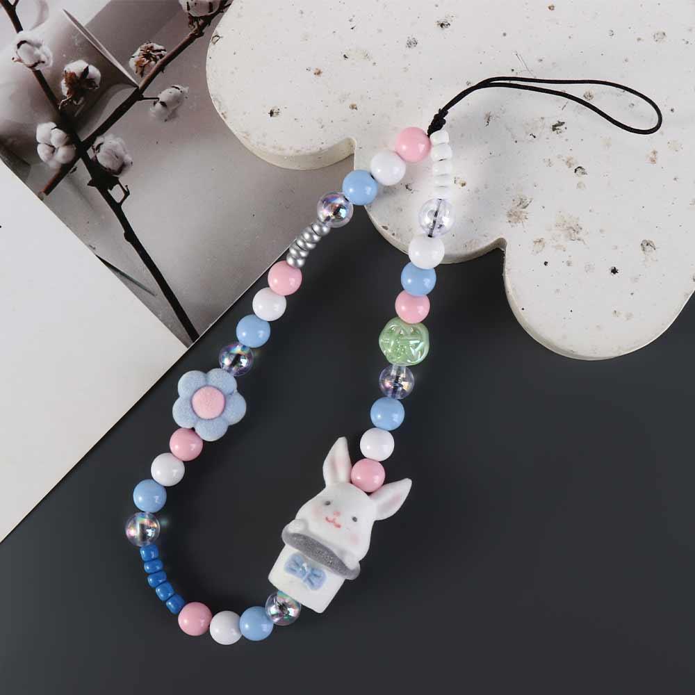 Подвеска для телефона с подвеской в виде бисера, универсальная подвеска для мобильного телефона, мультяшная цепочка для телефона с бусинами, подвеска в виде U-образного диска