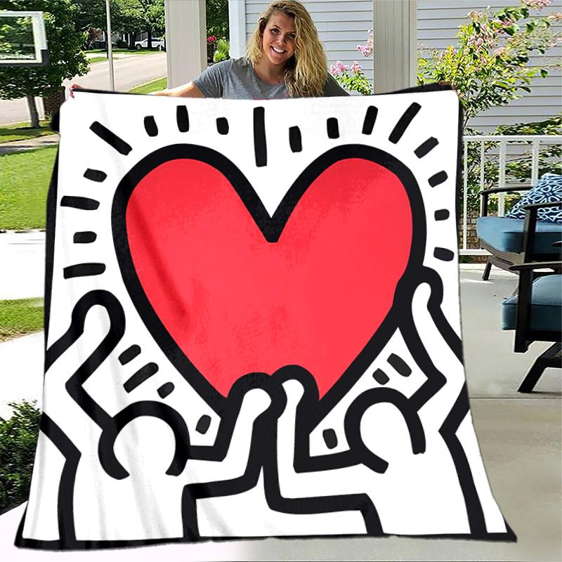 1pc Blanket Keith Haring Ascending2 Print Design, Lightweight Blanket for Sofa, Bed- Soft &Warm, Gift for All Seasons like Christmas, Halloween