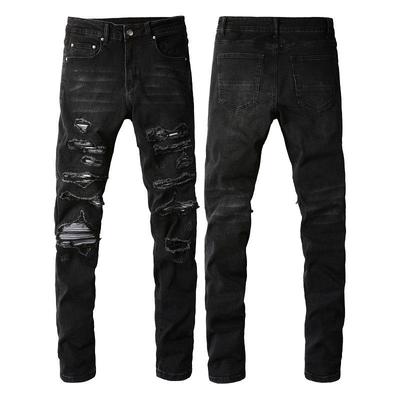 Европейский и американский уличный стиль, рваные эластичные джинсы слим фит для мужчин