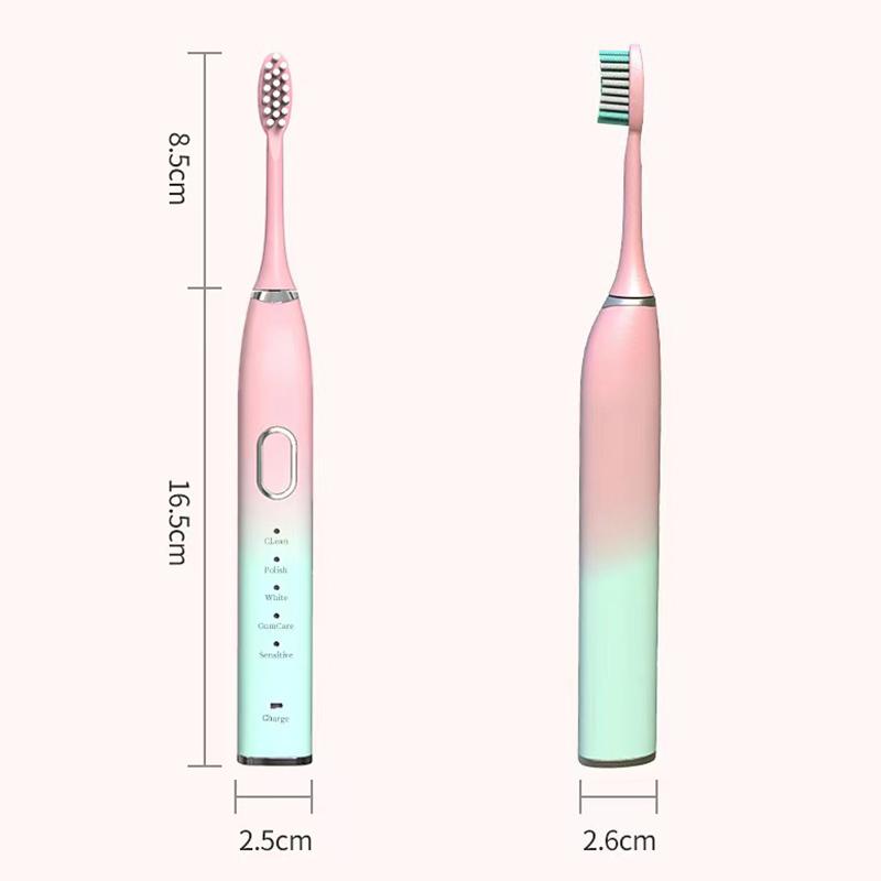 Звуковая перезаряжаемая металлическая зубная щетка для взрослых IPX7, водонепроницаемая, отбеливающая зубы, чистая чувствительная ультразвуковая электрическая зубная щетка