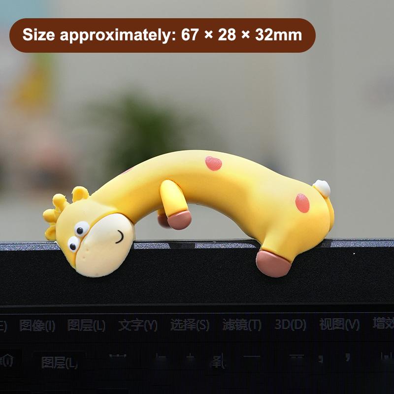 Kawaii Rubber Giraffe Ornament Groove Cartoon Giraffe Figurines Pasted Giraffe Model Computer
