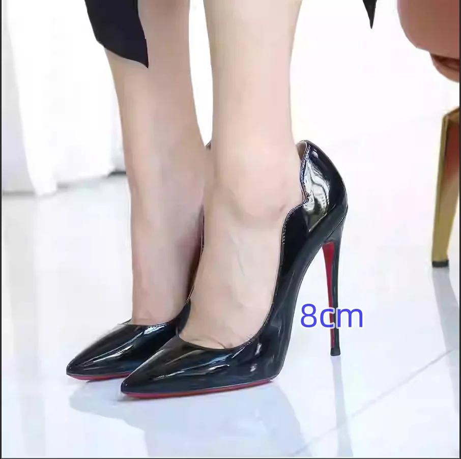 Женские туфли на высоком каблуке, дизайнерские босоножки с блестящим острым носком, сексуальный тонкий каблук 6 см, 8 см, 10 см, 12 см, свадебные туфли 35-44