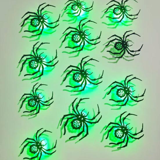 8/12Pcs Halloween LED Light Wall Sticker Hollow Spooky Bat Pumpkin Spider Night Light Holiday Party Home Office Wall Decoration Decal