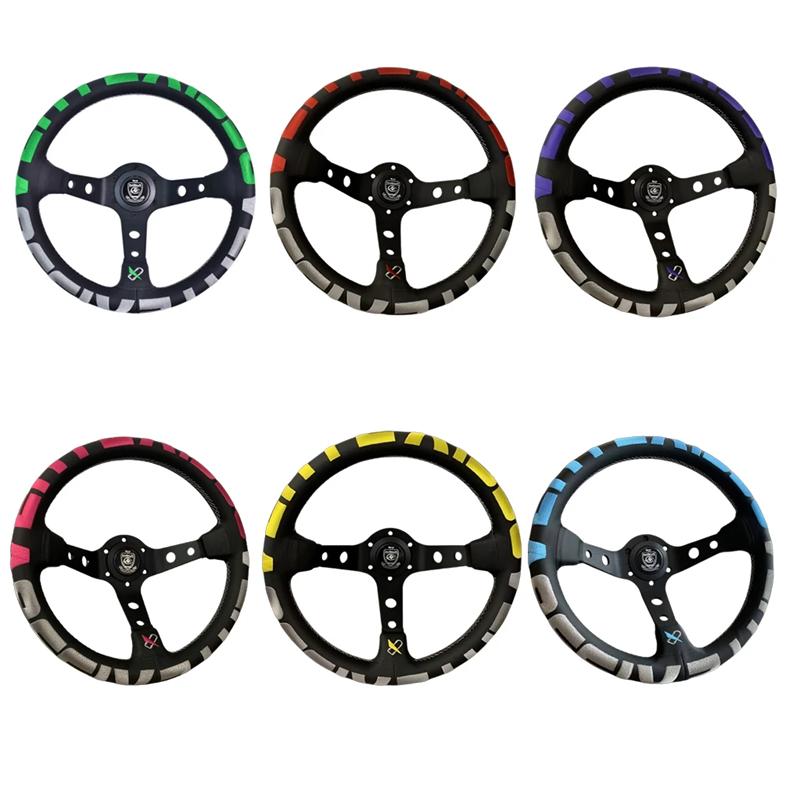 VERTEX 1996 13Inch Automobile Repacking Racing Steering wheel 6 Bolt Leather Alloy Drift Racing Steering Wheel with Horn Button